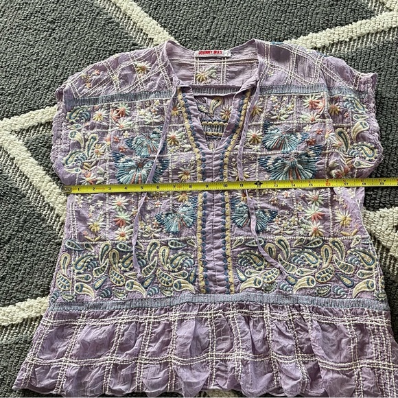 Johnny Was Paise Blouse Lavender Purple with Embroidering - Picture 11 of 12